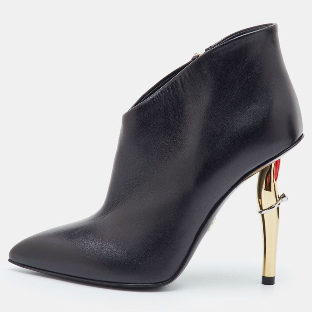 Loriblu Size 36 Black Leather Pointed Toe Ankle Length Boots
